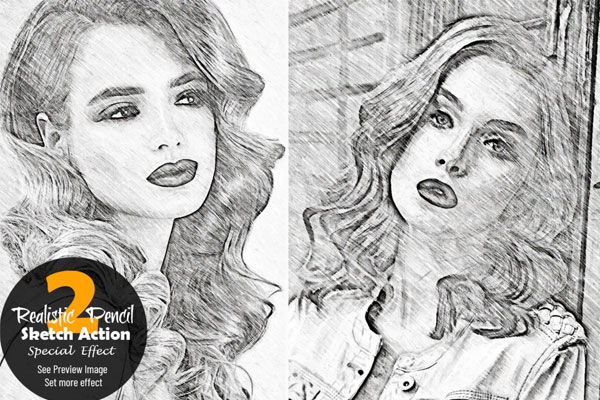 逼真的铅笔素描效果ps动作下载