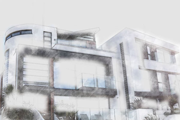 现代建筑素描草图Photoshop动作