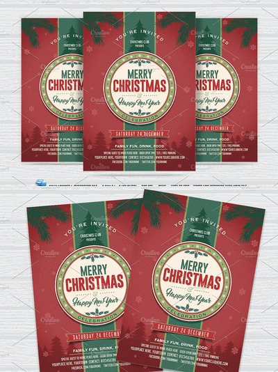 复古圣诞节海报制作 Merry Christmas Flyer