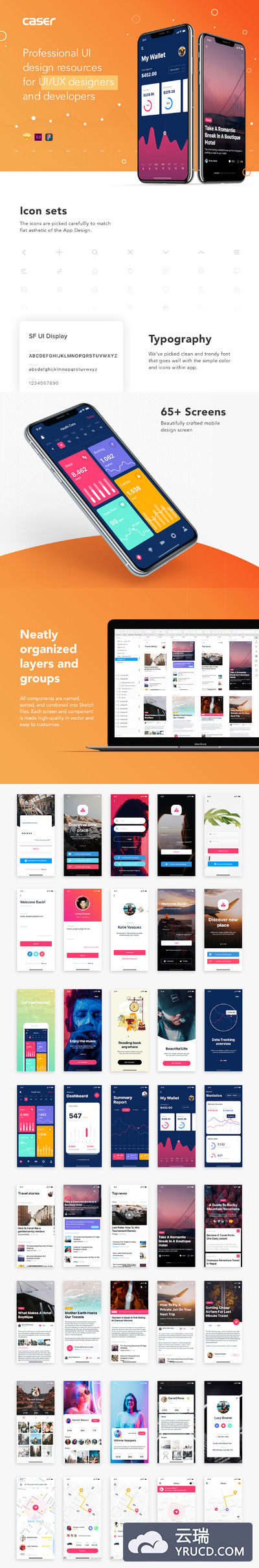 大数据手机仪表盘UI KIT模板 iOS Ui app设计 app界面设计[Sketch,XD,Fig]