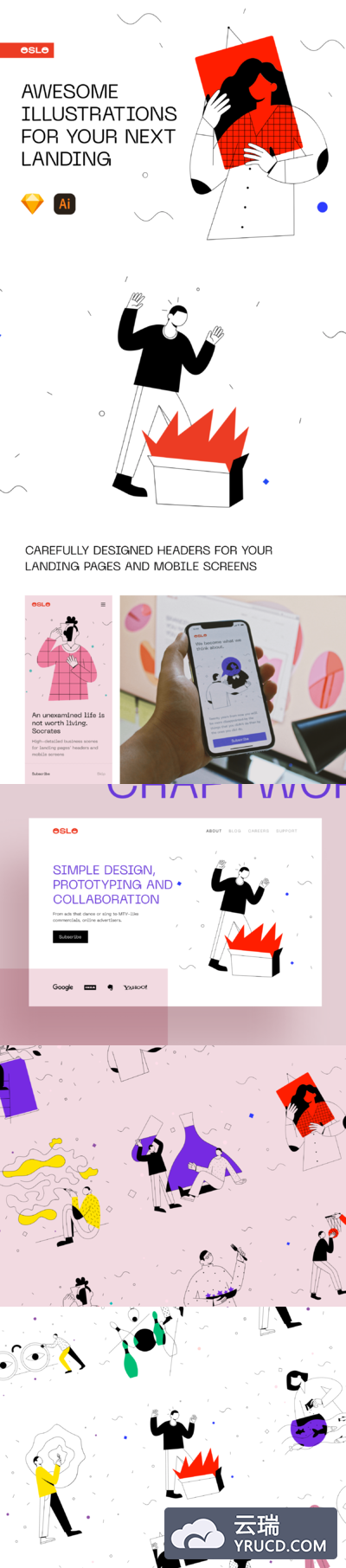 现代的抽象概念时尚插画素材套装[Ai,Sketch]