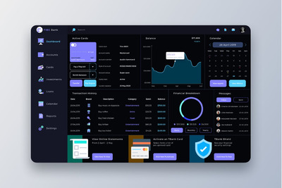 时尚高端多用途的高品质银行大数据仪表盘Dashboard UI KITS
