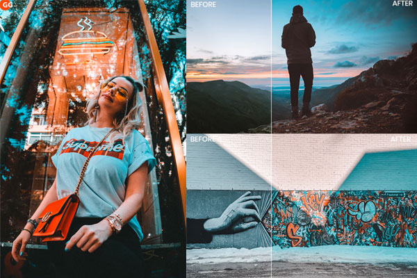 20组青色&橙色滤镜效果ps动作下载