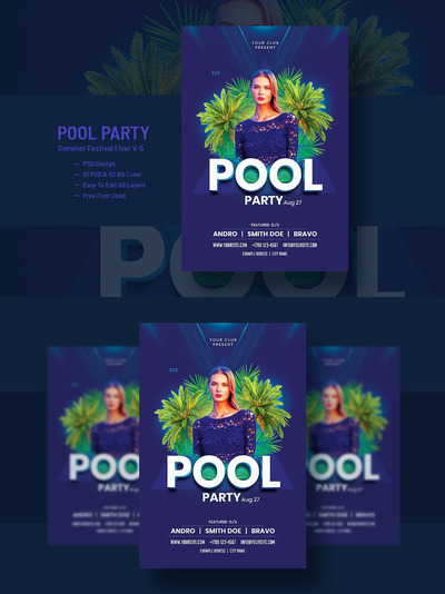 泳池游泳主题海报模板PSD下载 创意海报 海报设计