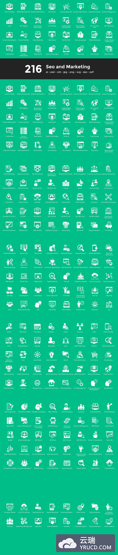 搜索引擎优化和营销矢量图标素材 216 Seo and Marketing Vector Icons