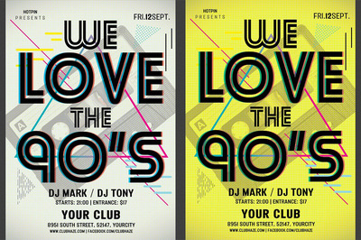 90年代复古派对传单模板 90s Retro Party Flyer Template