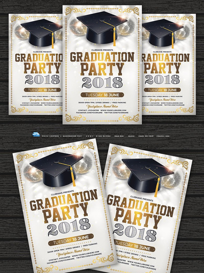 毕业晚会宣传单模板 Graduation Party Flyer Template