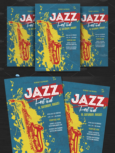 怀旧爵士音乐海报设计 Jazz Festival Flyer