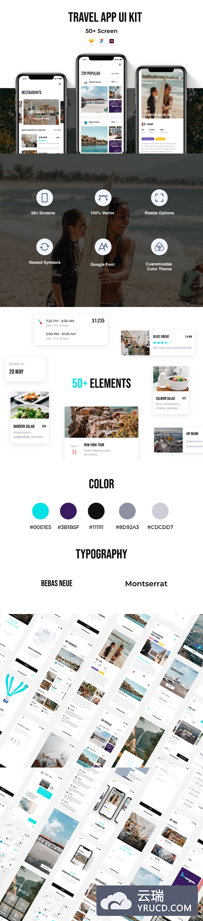 高端的旅行社交主题APP UI KIT套装 app设计 app界面设计 iOS Ui[Sketch,XD,fig]