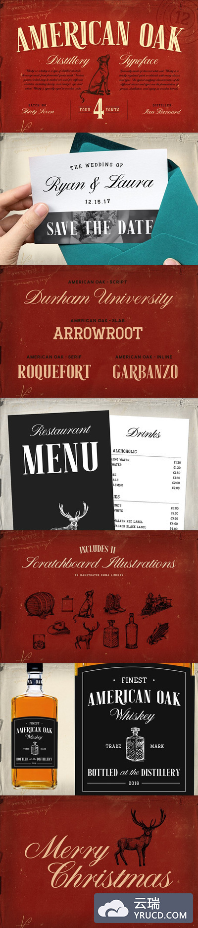 复古衬线字体 American Oak - 4 Font Set