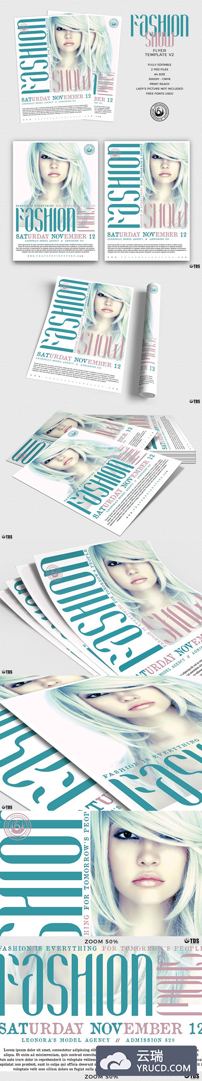 时尚海报设计模板 Fashion Show Flyer PSD V2