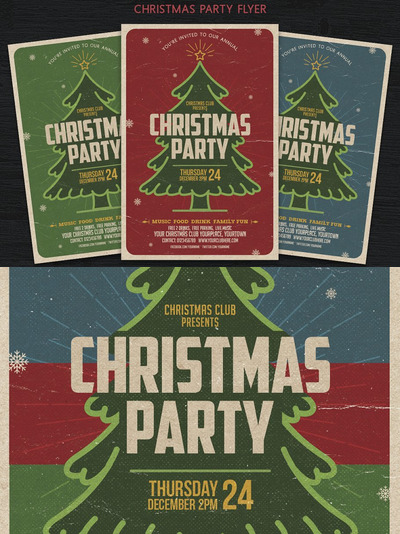 复古圣诞节海报设计 Christmas Party Flyer