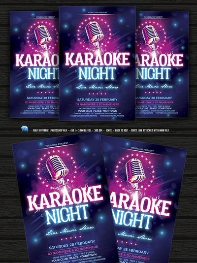 歌唱比赛海报模板 Karaoke Night