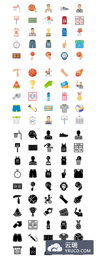 50个篮球矢量图标素材 50 Basketball Vector Icons