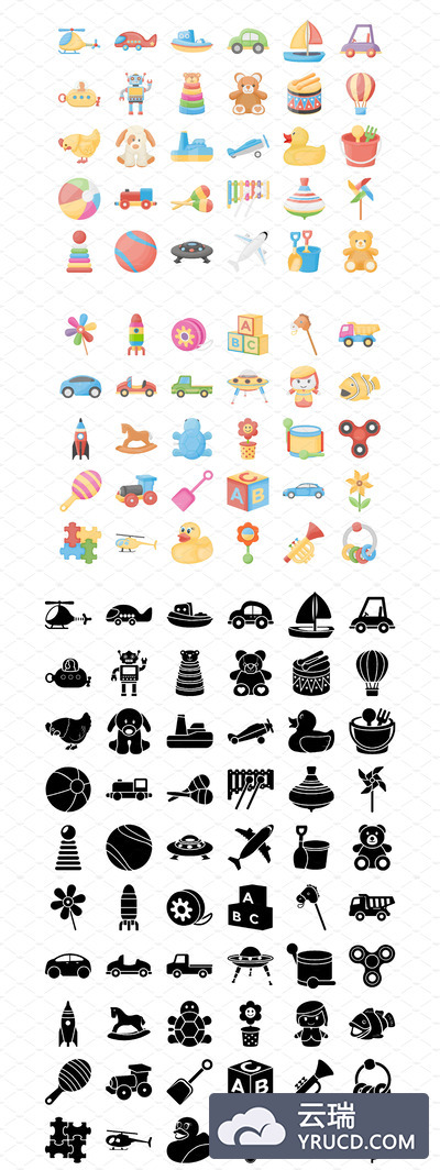 60个玩具矢量图标素材 60 Toys Vector Icons