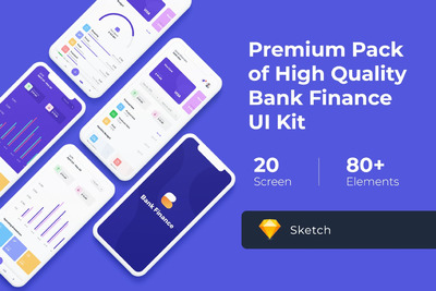 时尚高端简约多用途的高品质银行金融移动应用程序APP UI KITS（sketch）