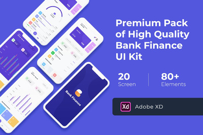 时尚高端简约多用途的高品质银行金融移动应用程序APP UI KITS（Adobe XD）