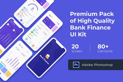 时尚高端简约多用途的高品质银行金融移动应用程序APP UI KITS（photoshop）