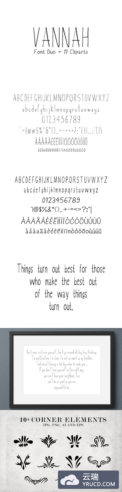 时尚个性字体下载 Vannah Font Duo + Bonus Clipart