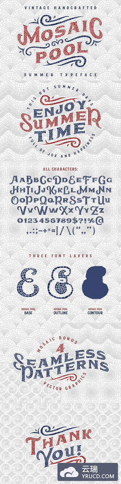 经典手写字体 Mosaic Pool vintage font