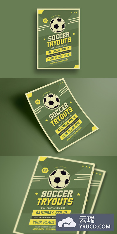 竞技体育足球比赛宣传海报 Old Soccer Tryout Flyer