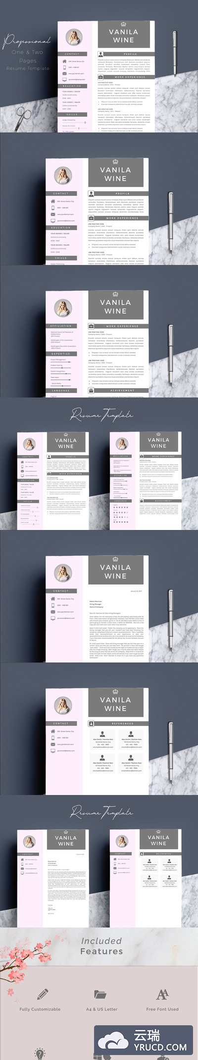 专业简历模板 4 Pages Professional Resume Template