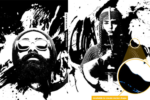 黑白半色调墨水飞溅艺术效果ps动作下载