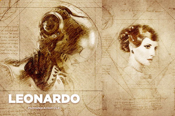 复古素描艺术效果ps动作下载