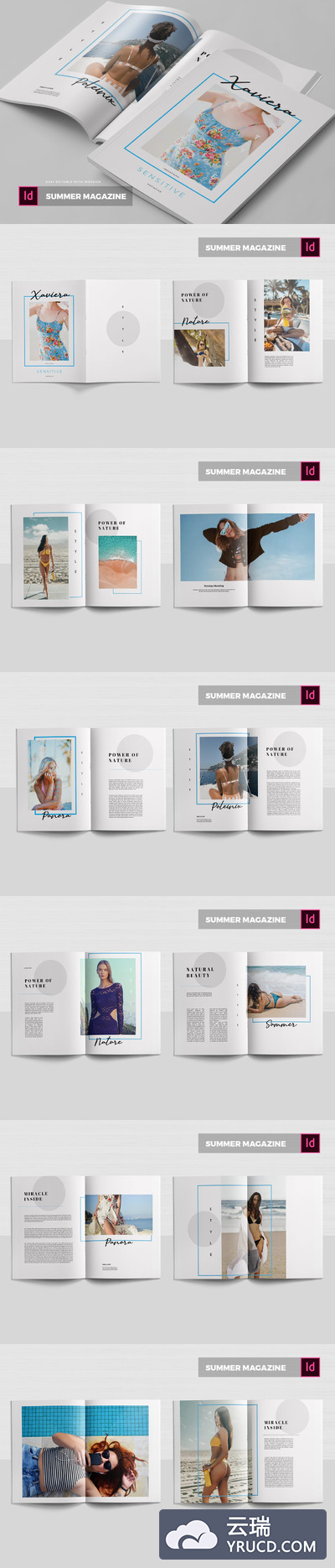 清新时尚高端简约多用途的高品质宣传单设计 宣传画册设计企业画册设计模板（indd）