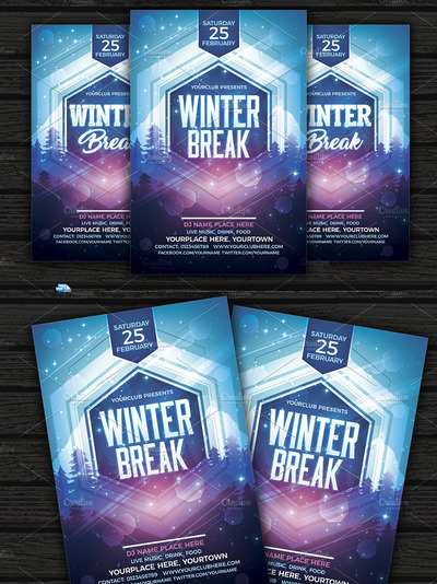 冬季晚会海报设计 Winter Break Flyer