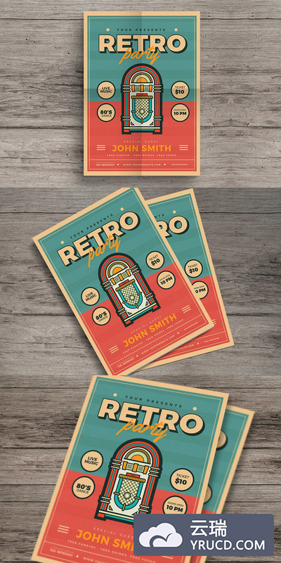 现代经典音乐海报制作 Modern Retro Jukebox Party Flyer