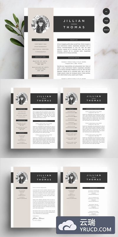 专业简历模板 Resume Template 4 Pack | CV Template