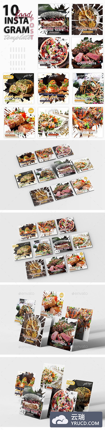 Instagram社交媒体美食博客帖子模板
