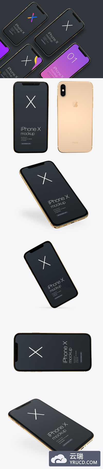 精细的金色 iPhone XS 样机下载 [PSD]