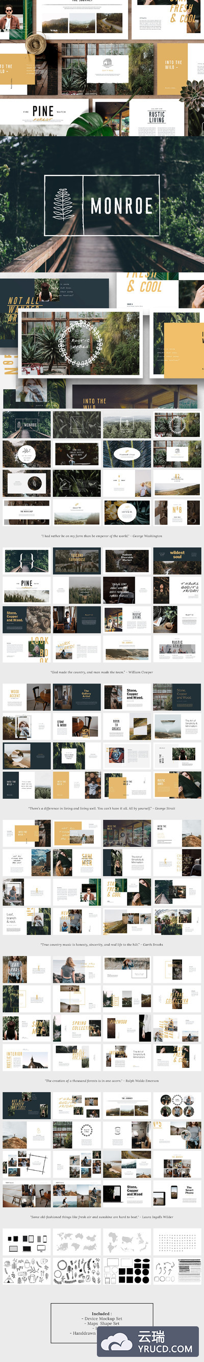 时尚ppt素材模板 MONROE Lookbook Powerpoint Template