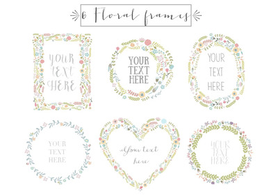 花卉框插画 Floral frames clip art, vol.1