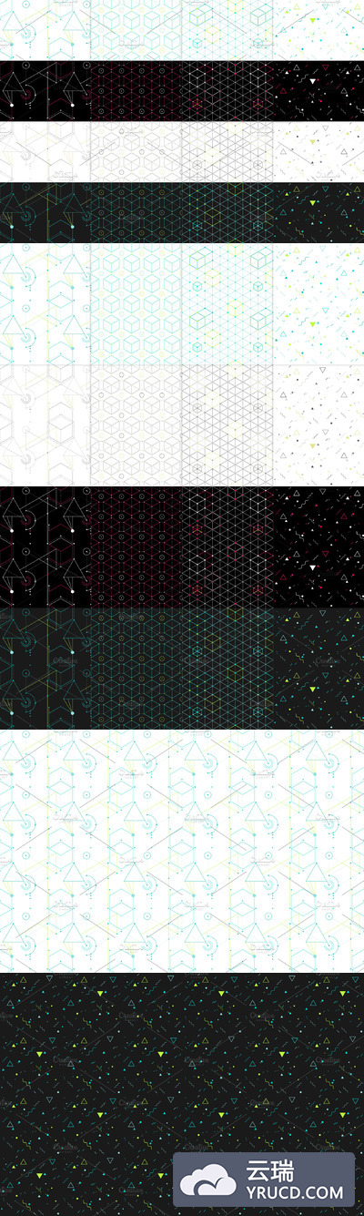 几何无缝背景纹理 16 geometric seamless patterns