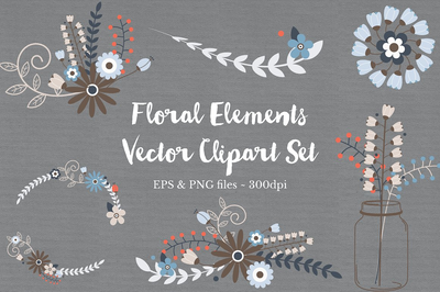 花卉素材剪贴画hua'huihua'h Floral Wreath Clipart Vectors