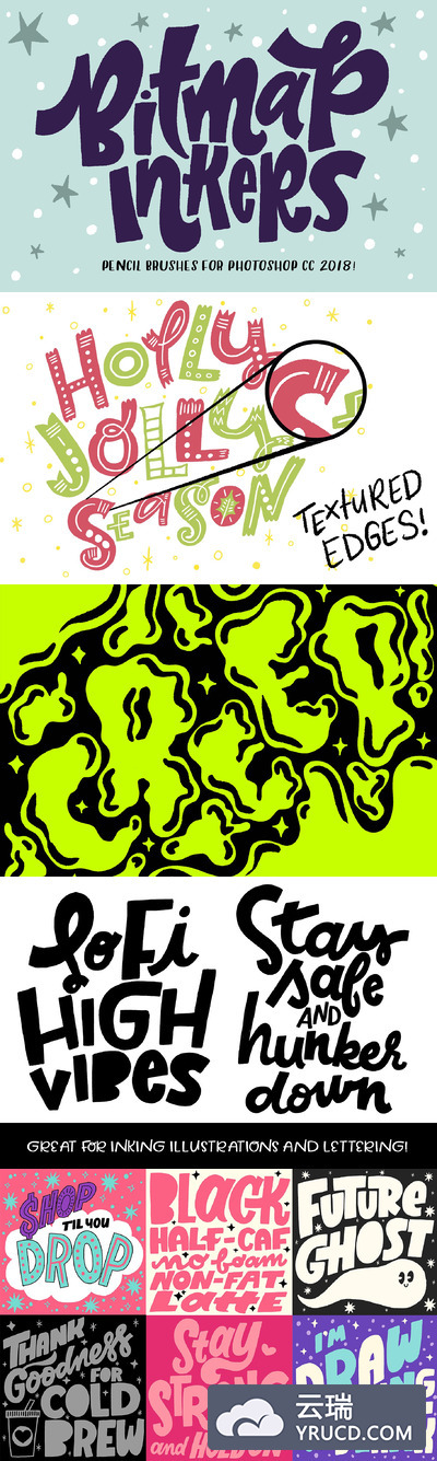 ps笔刷效果 Bitmap Inkers for PHOTOSHOP CC2018