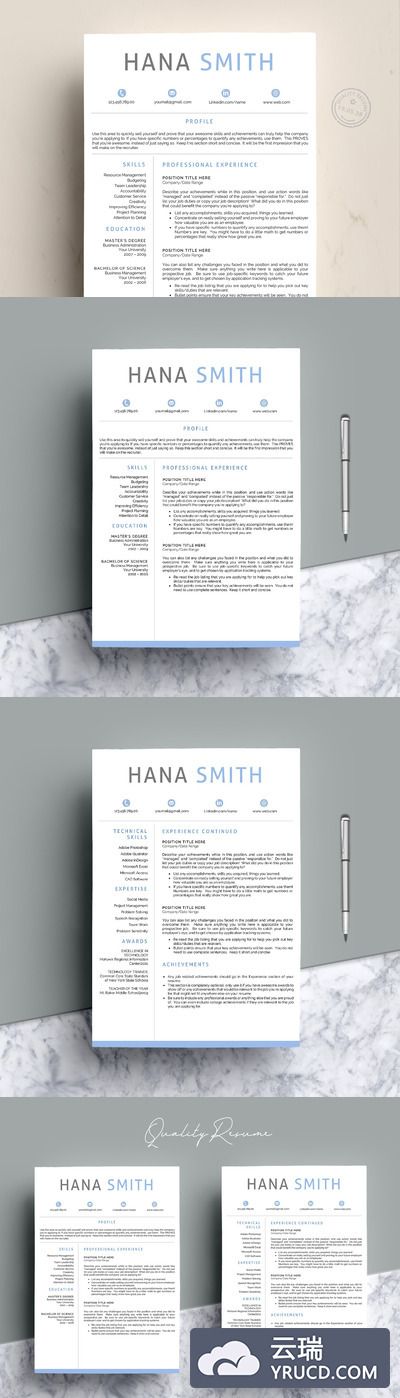 简历设计模板 Resume Template CV Word