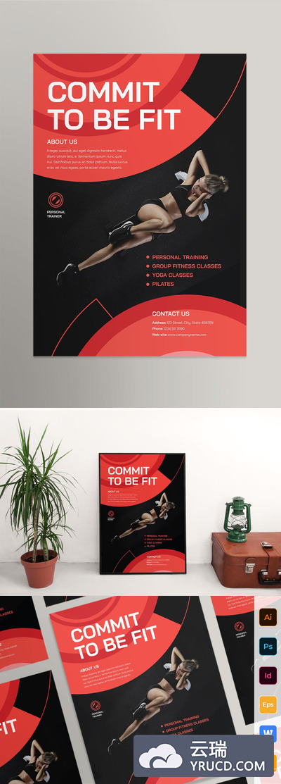 时尚高端简约多用途的高品质私人健身教练海报设计 宣传单模板 传单模板