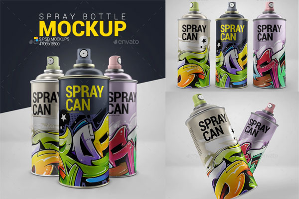 多彩涂鸦油漆喷雾瓶外观设计样机