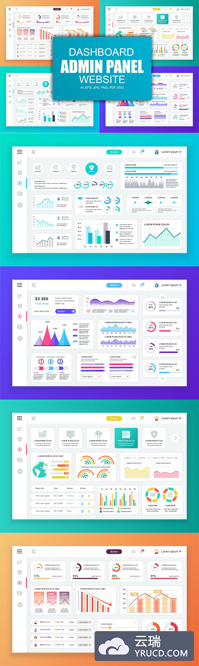 仪表盘后台管理面板dashboard UI KITS-3 app界面设计