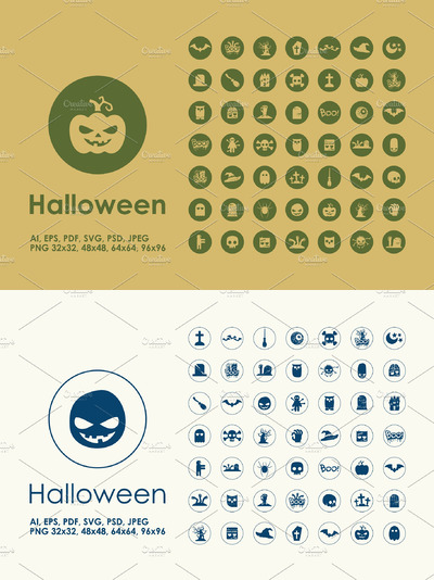 万圣节南瓜头图标大全 49 halloween icons