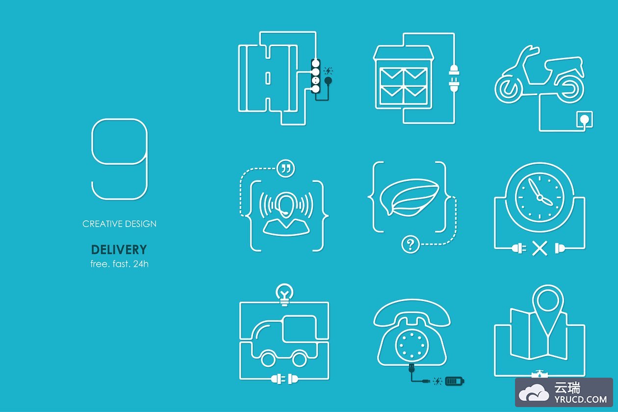快递沟通矢量图标 Delivery: connection flat design