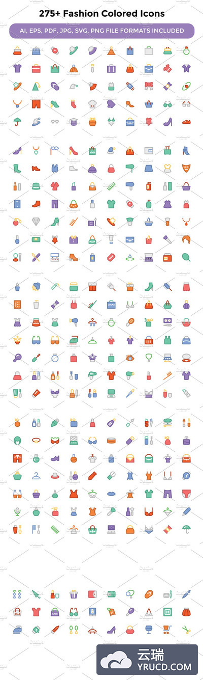 275+时尚彩色图标素材 275+ Fashion Colored Icons