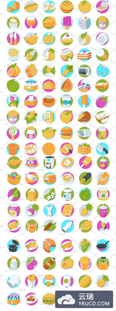 美食透视图标制作 112 Food Perspective Icons
