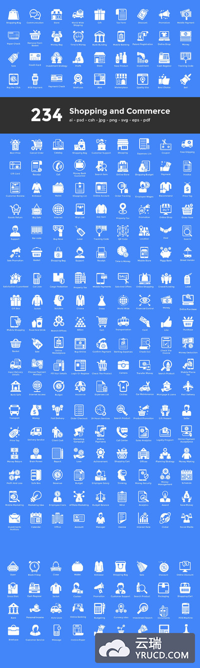 电商购物矢量图标素材 234 Shopping Glyph Icons