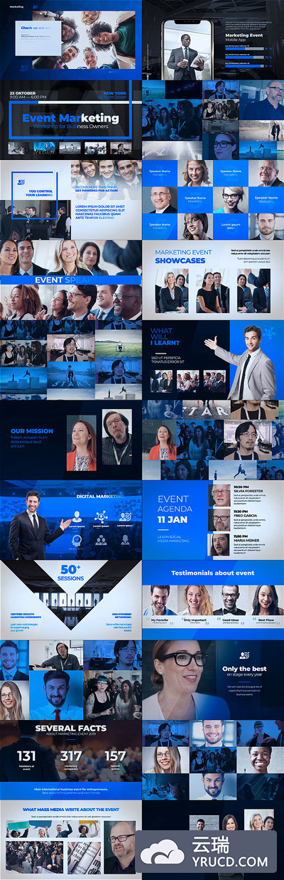 蓝色大气的企业动态视频PPT宣传AE模板下载 [AEP ae片头 ae素材网]