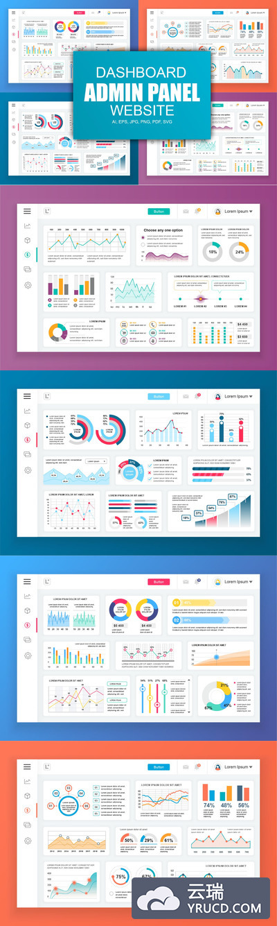 仪表盘后台管理面板dashboard UI KITS-5 app界面设计